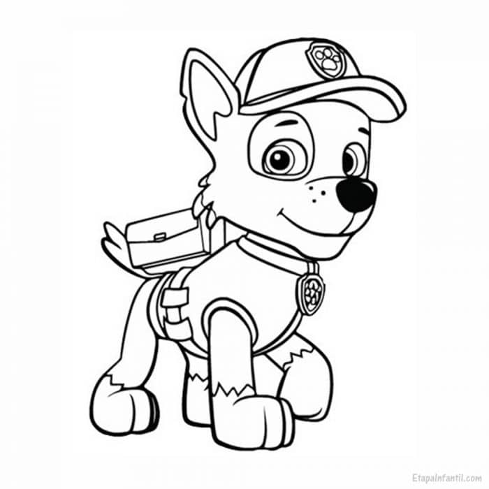 Patrouille canine Rocky dessin à colorier